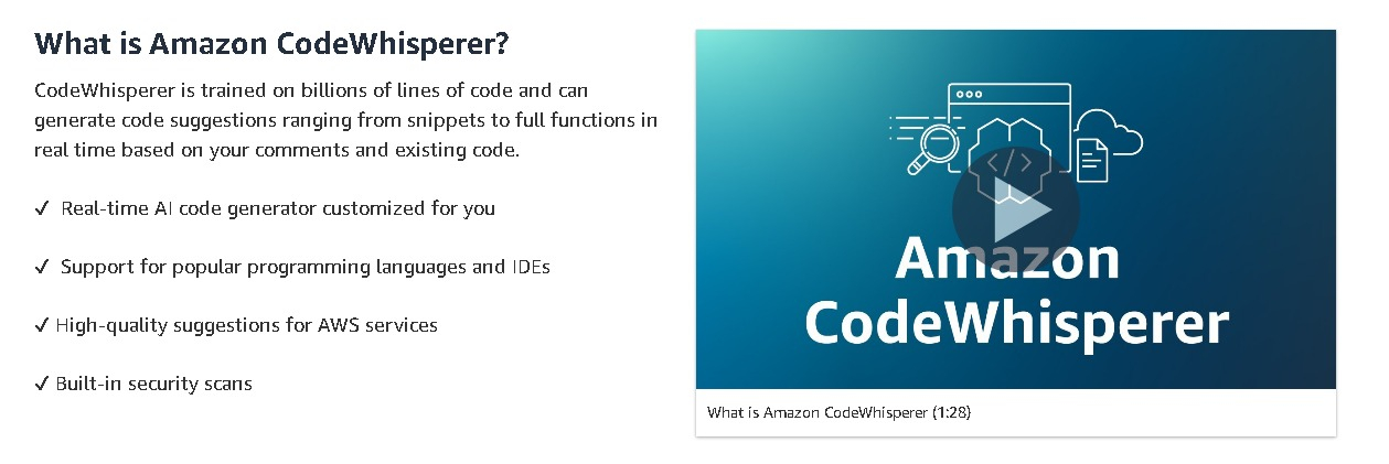 Imagem ferramenta Code Whisperer