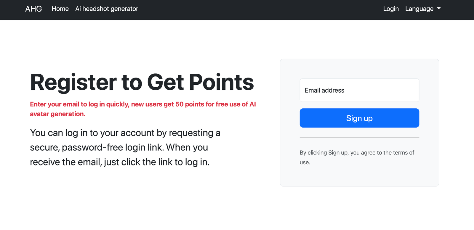 AHG: Gerador gratuito de headshots AI