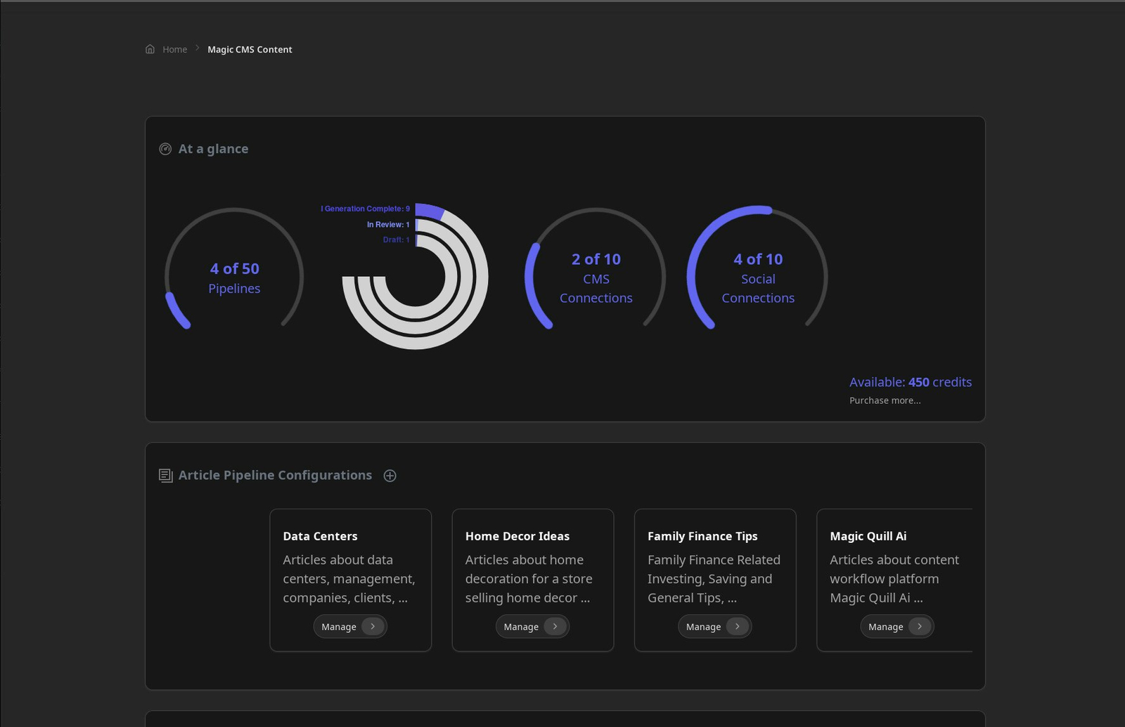 Magic CMS Content
