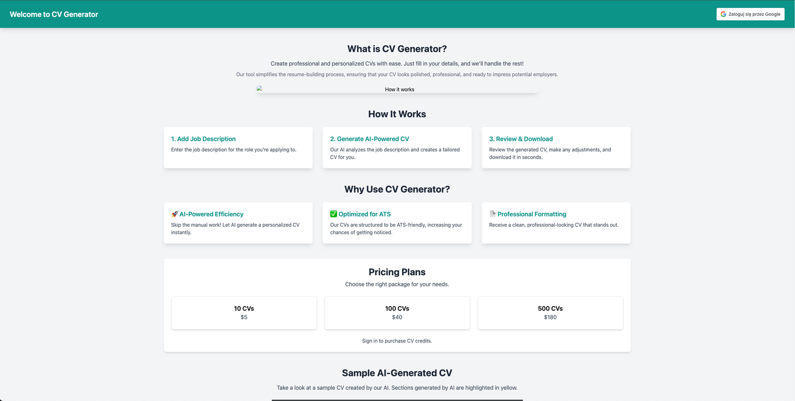 AI CV Generator