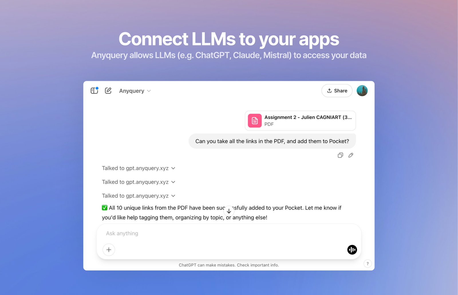 Anyquery AI – MCP servers for all apps