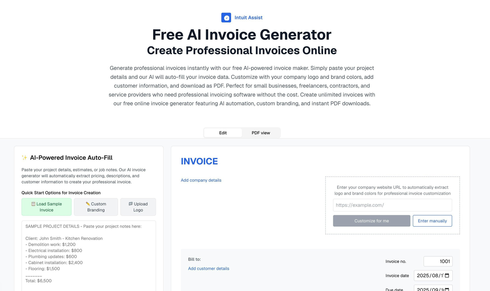 AI Invoice generator