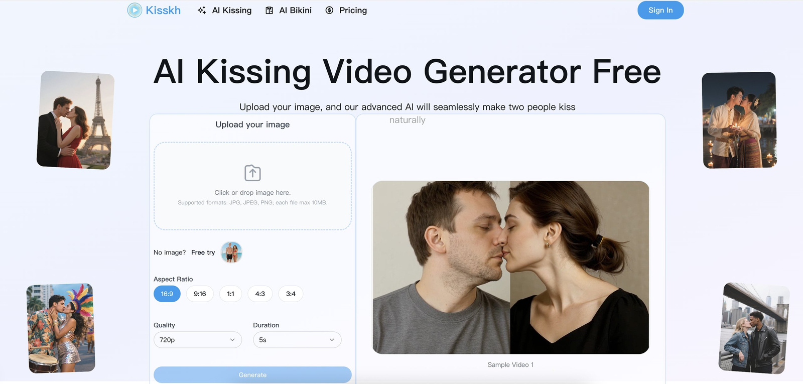 AI kissing video generator
