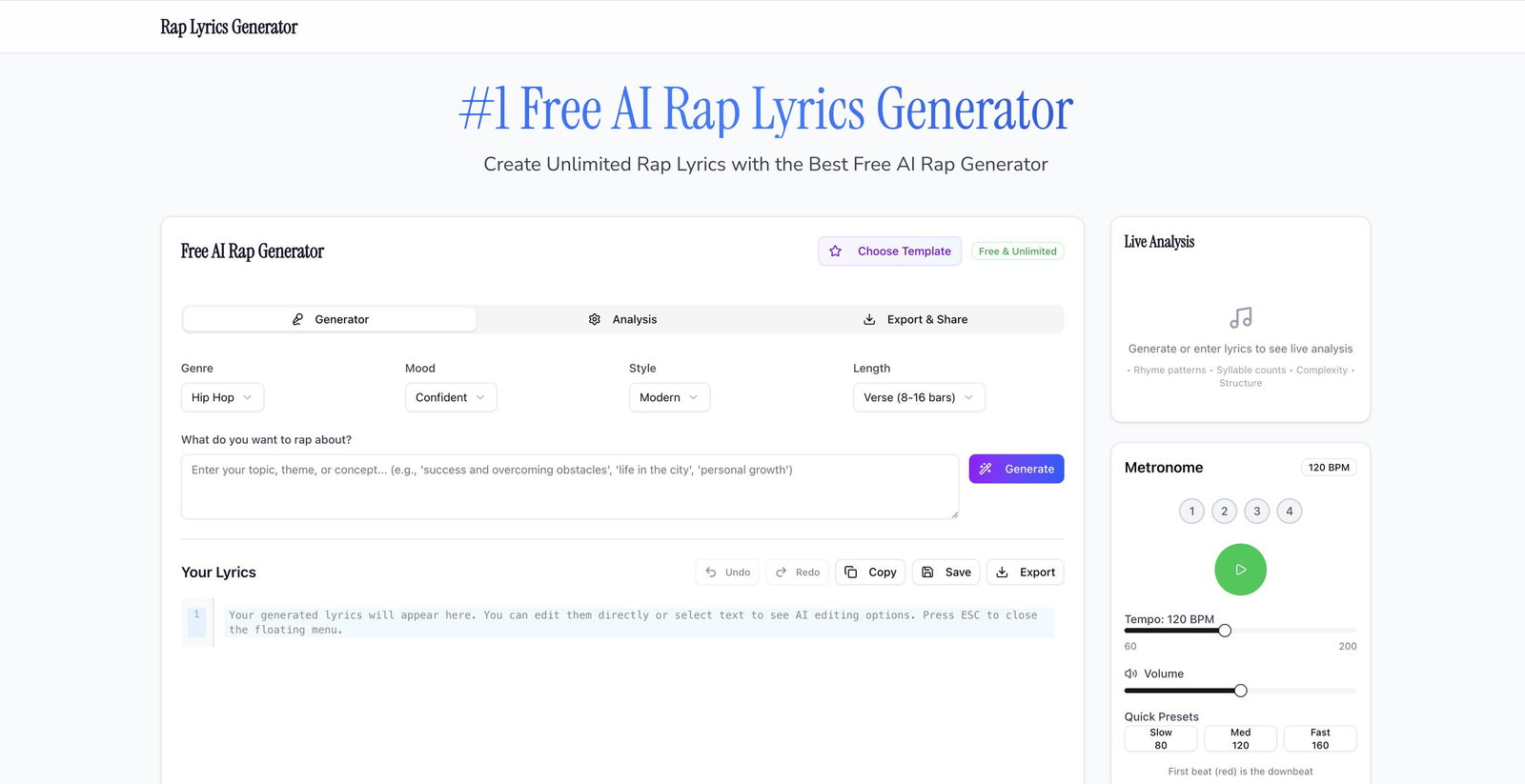 Free Professional AI Rap Generator