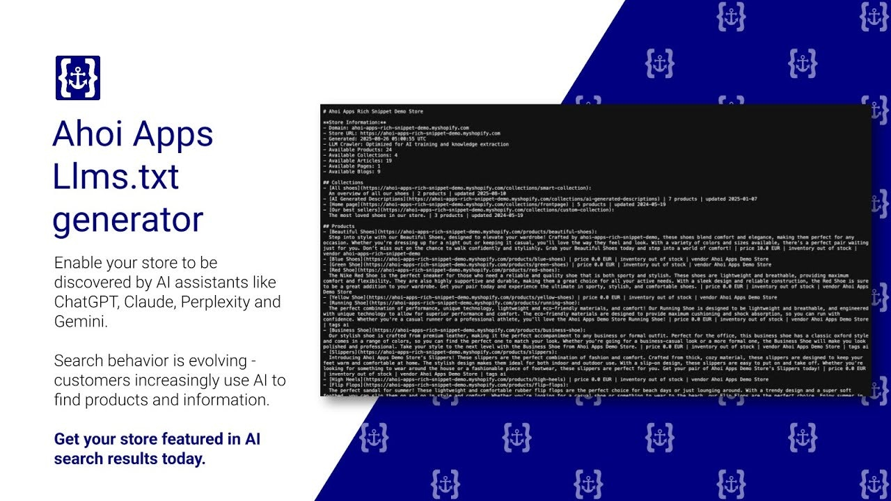Ahoi Apps LLMs.txt Generator