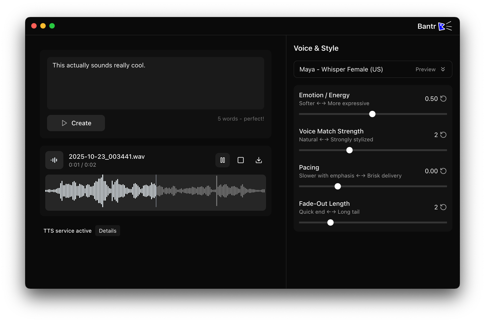 Bantr: Offline & Unlimited TTS for Mac