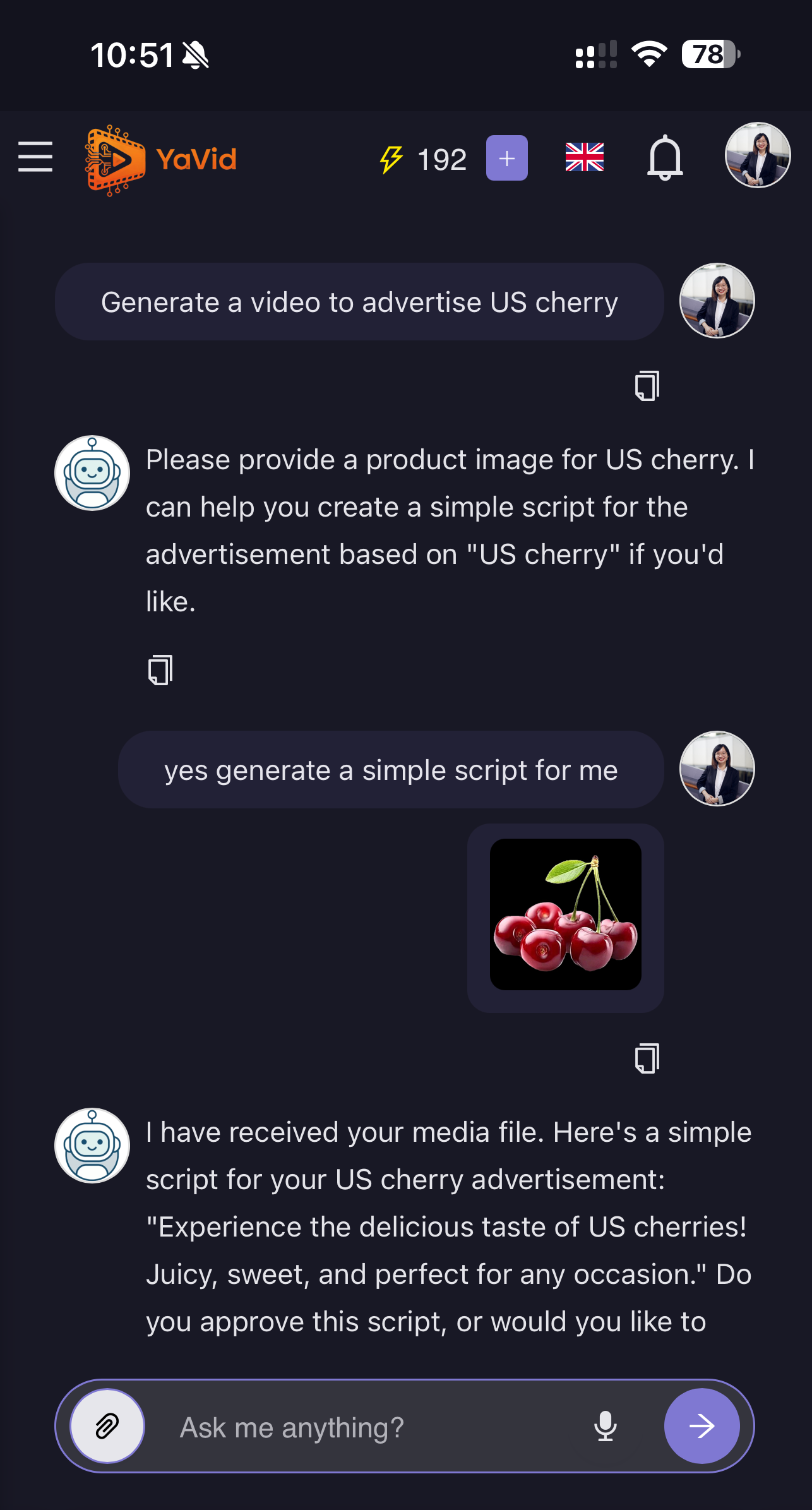 YaVid – Chat mode available