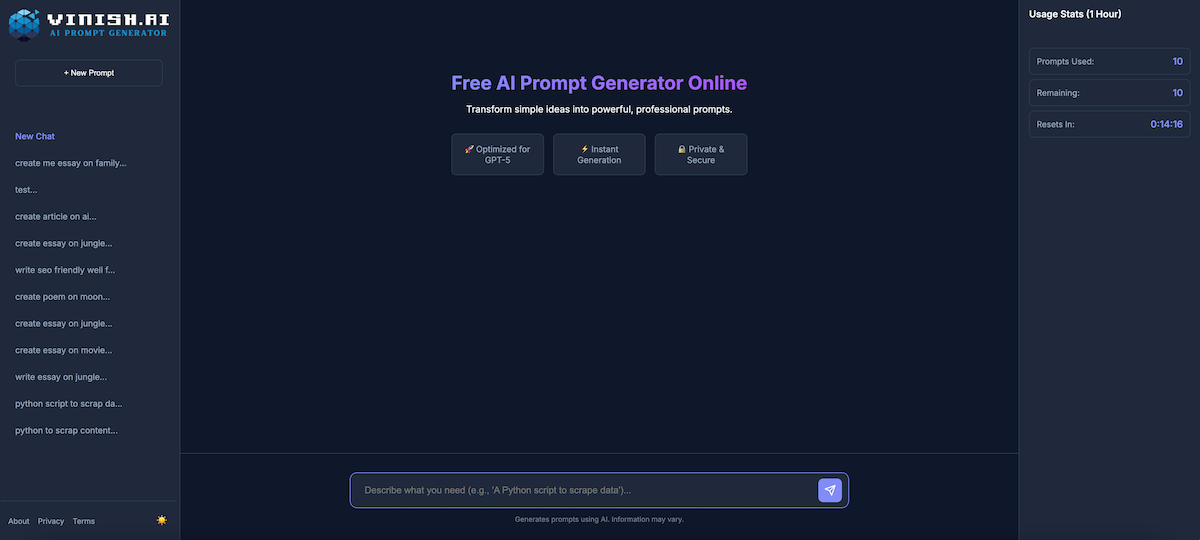 Free AI Prompt Generator