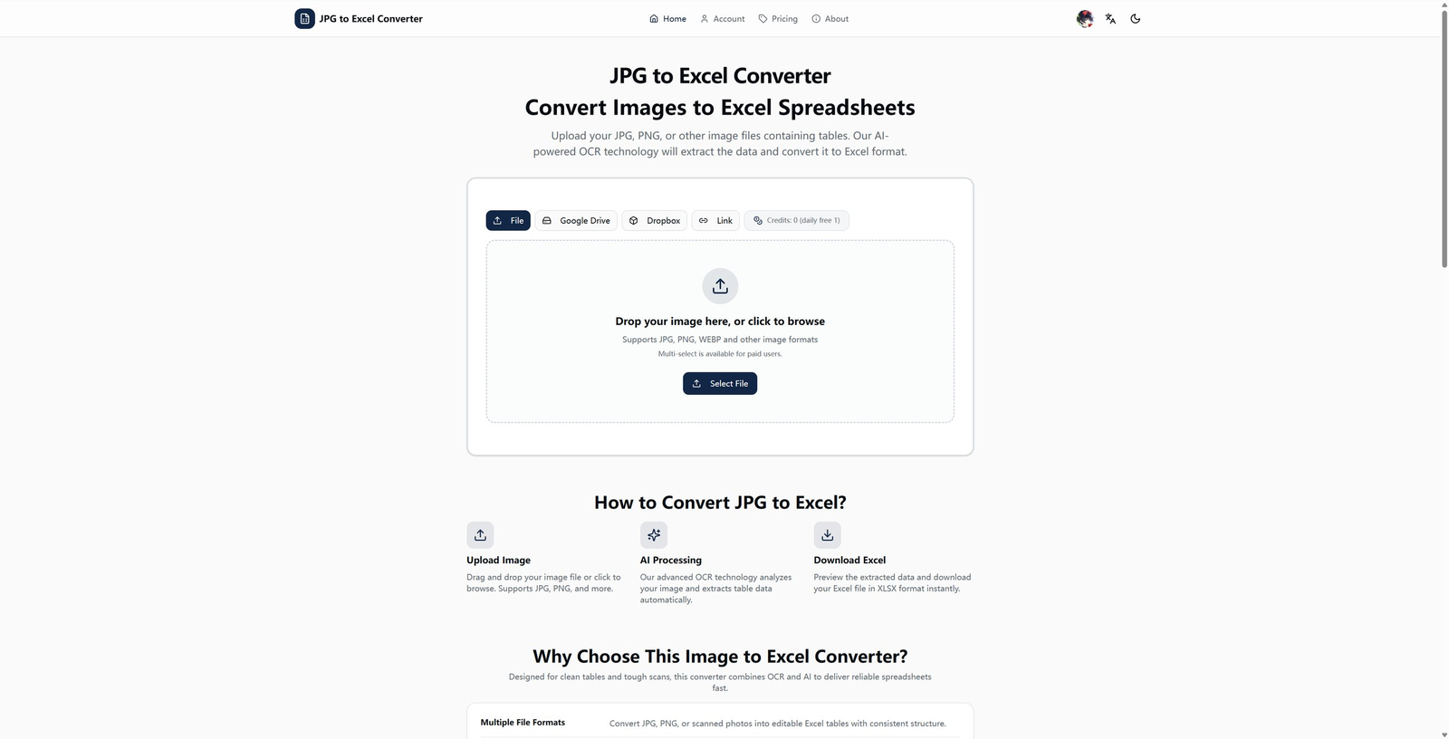 JPG To Excel Converter