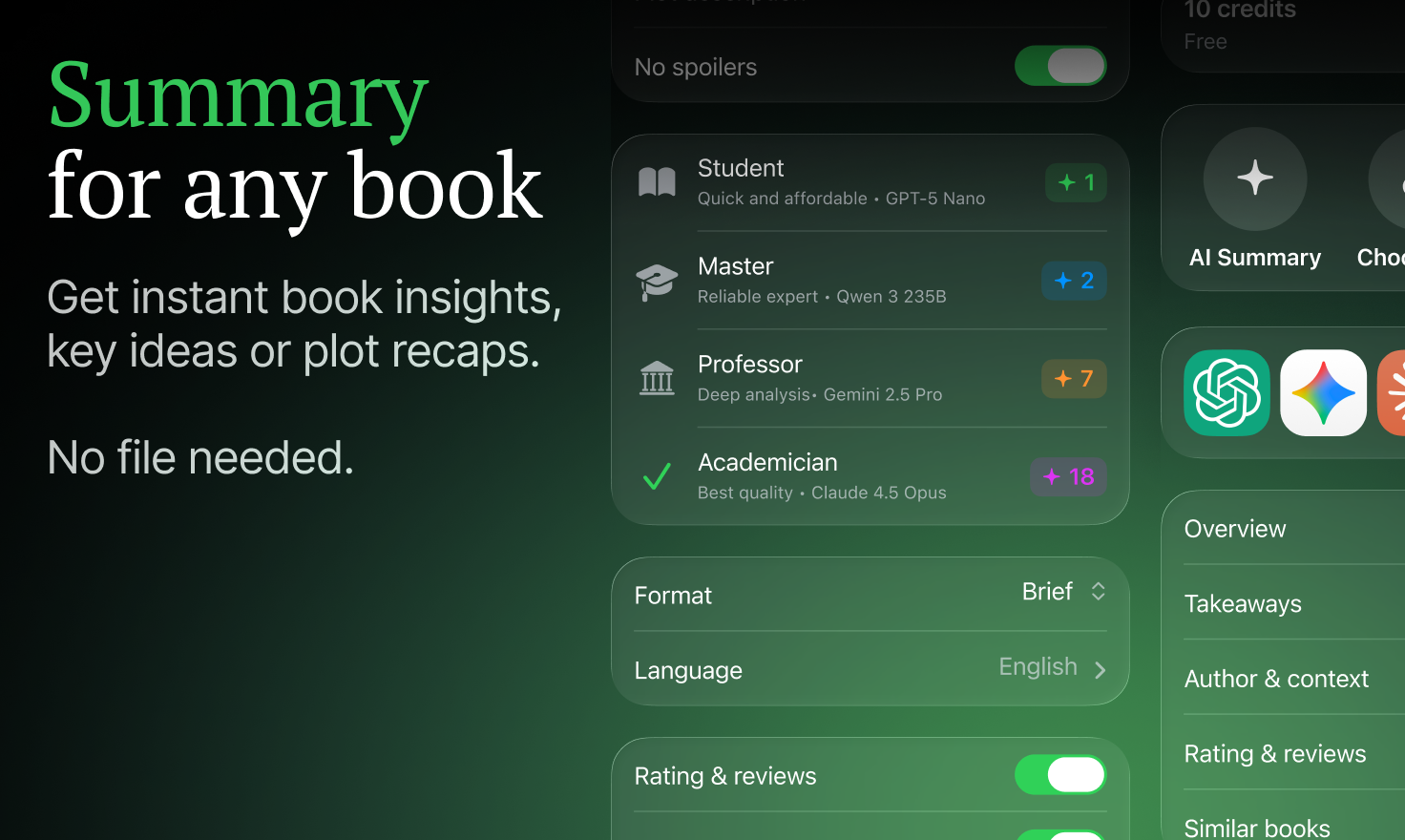 Bookov’s AI summaries