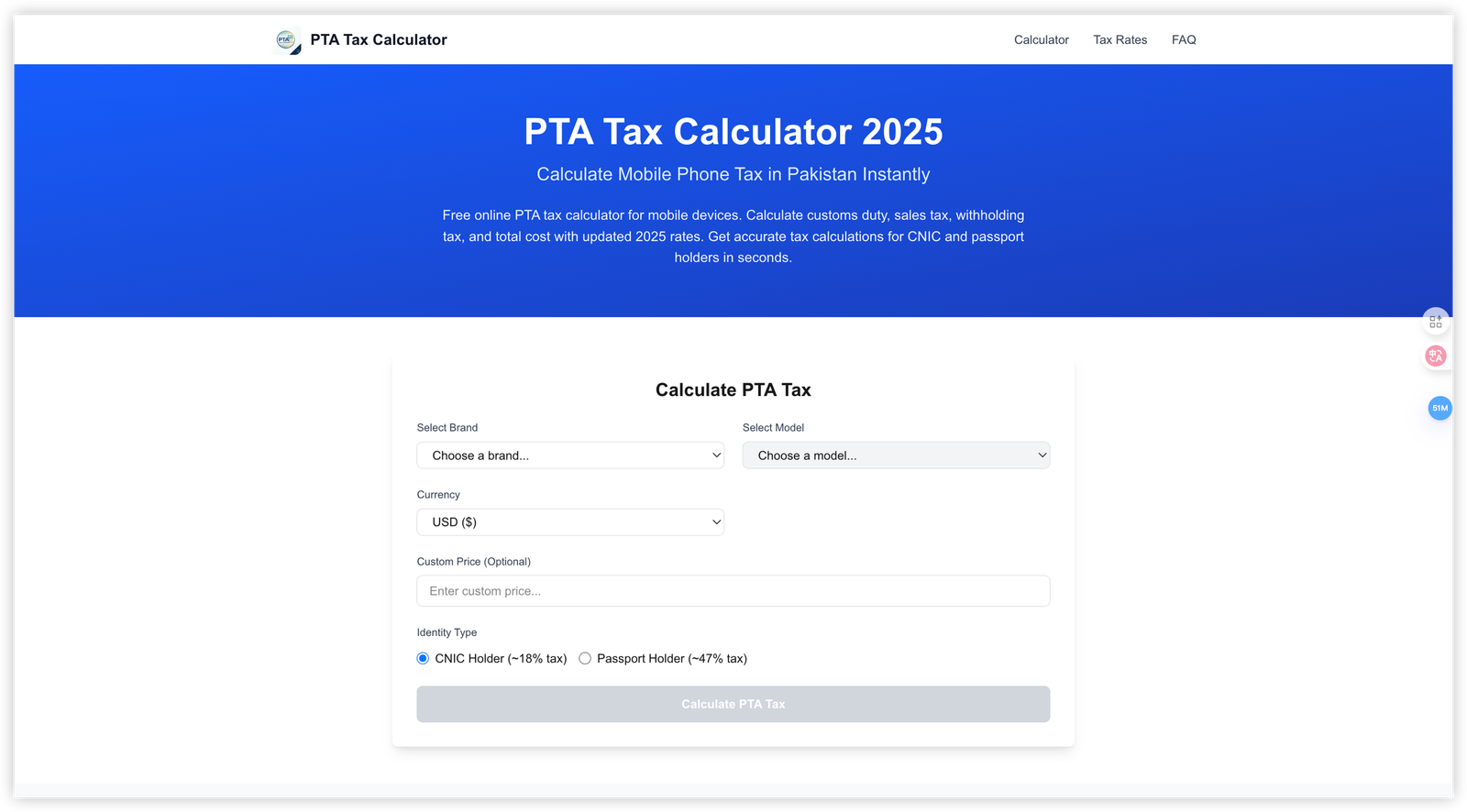 PTA Tax Calculator