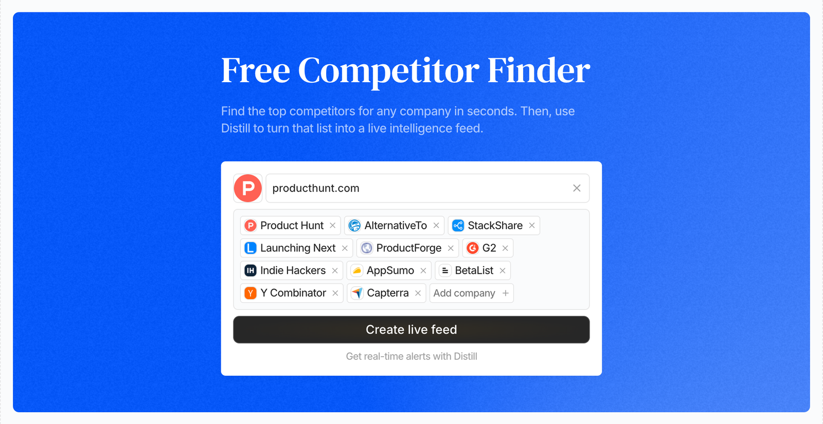 Free Competitor Finder by Distill