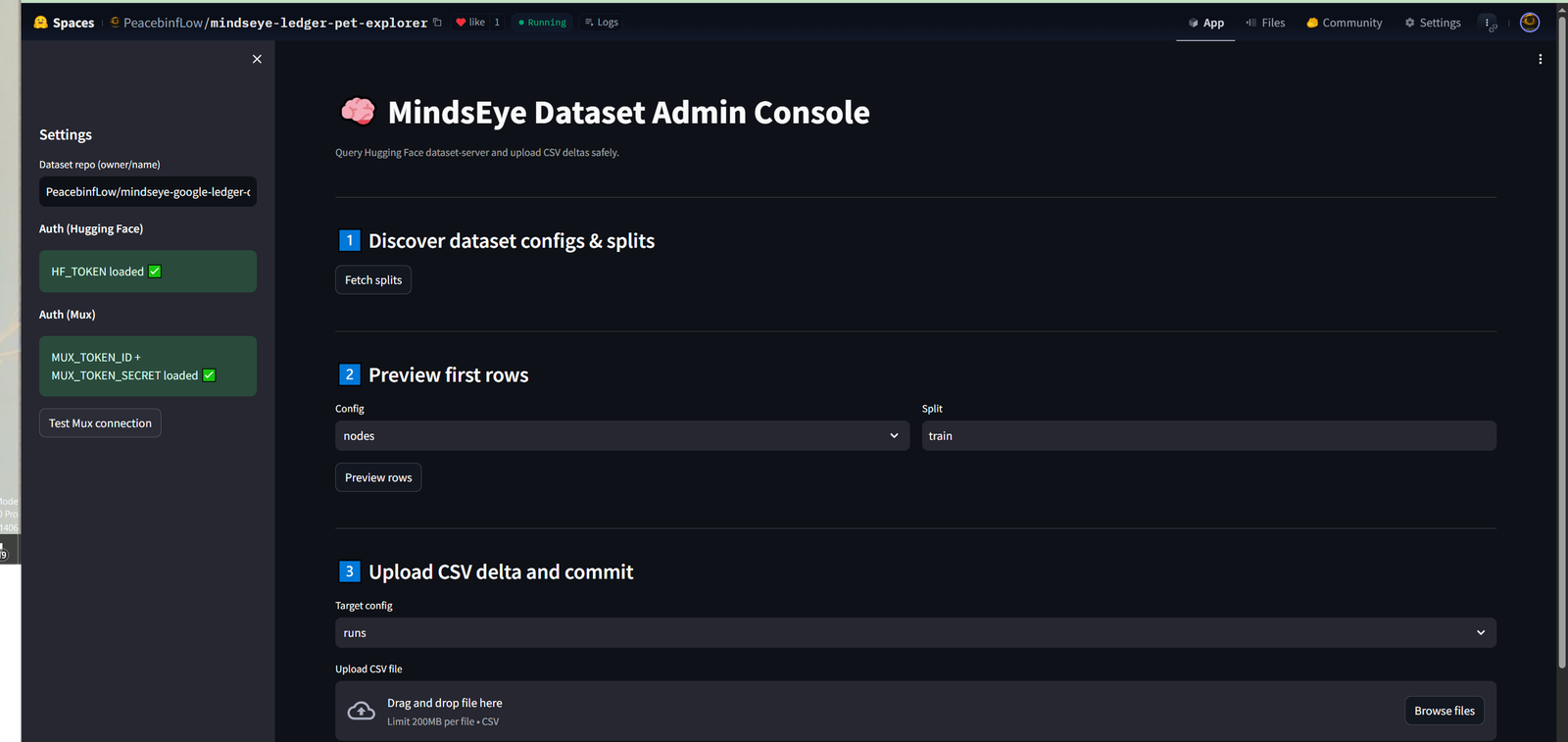 MindsEye Dataset Admin Console