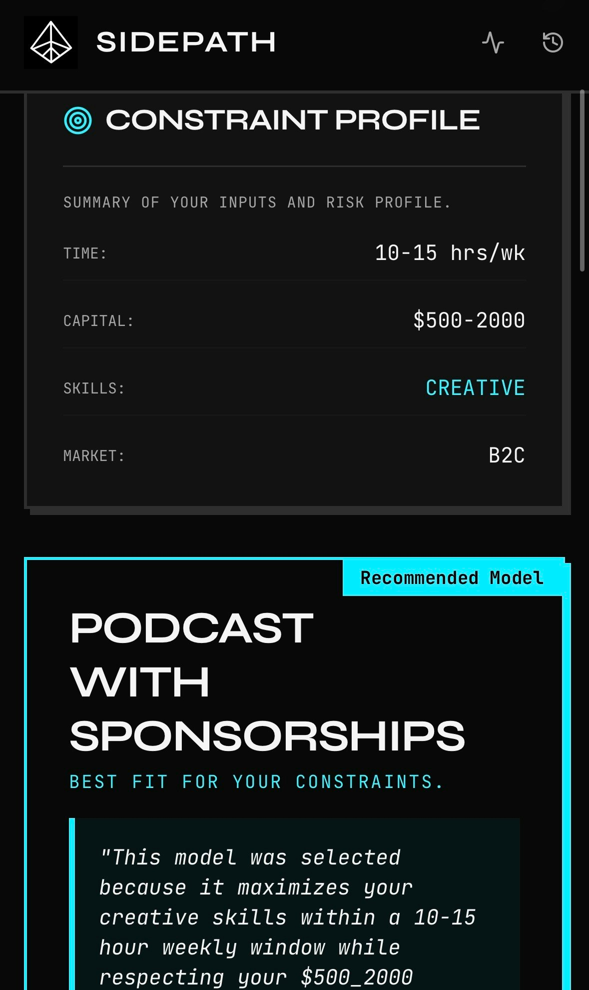 Sidepath — Find the right side hustle