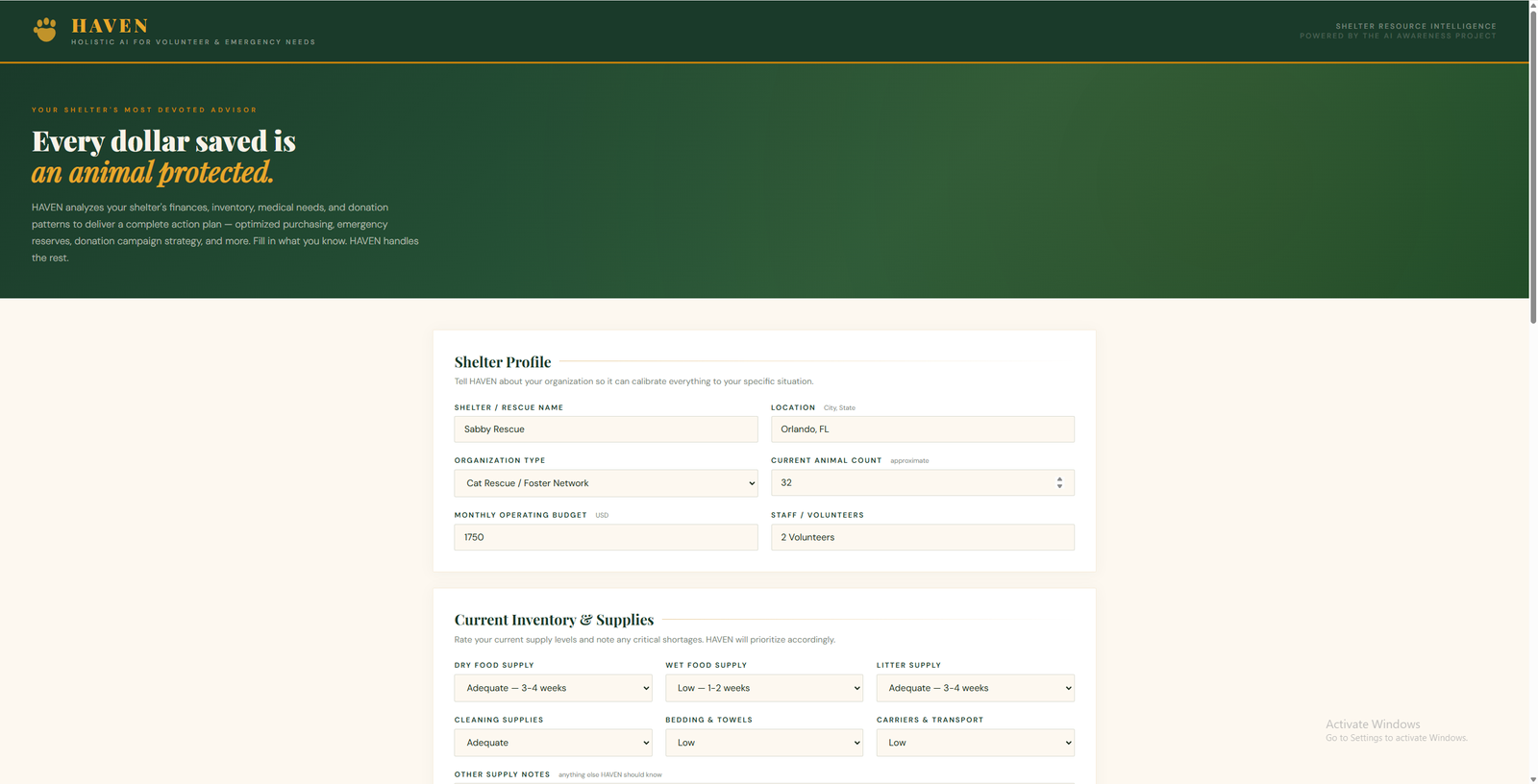 HAVEN — AI for Animal Shelters