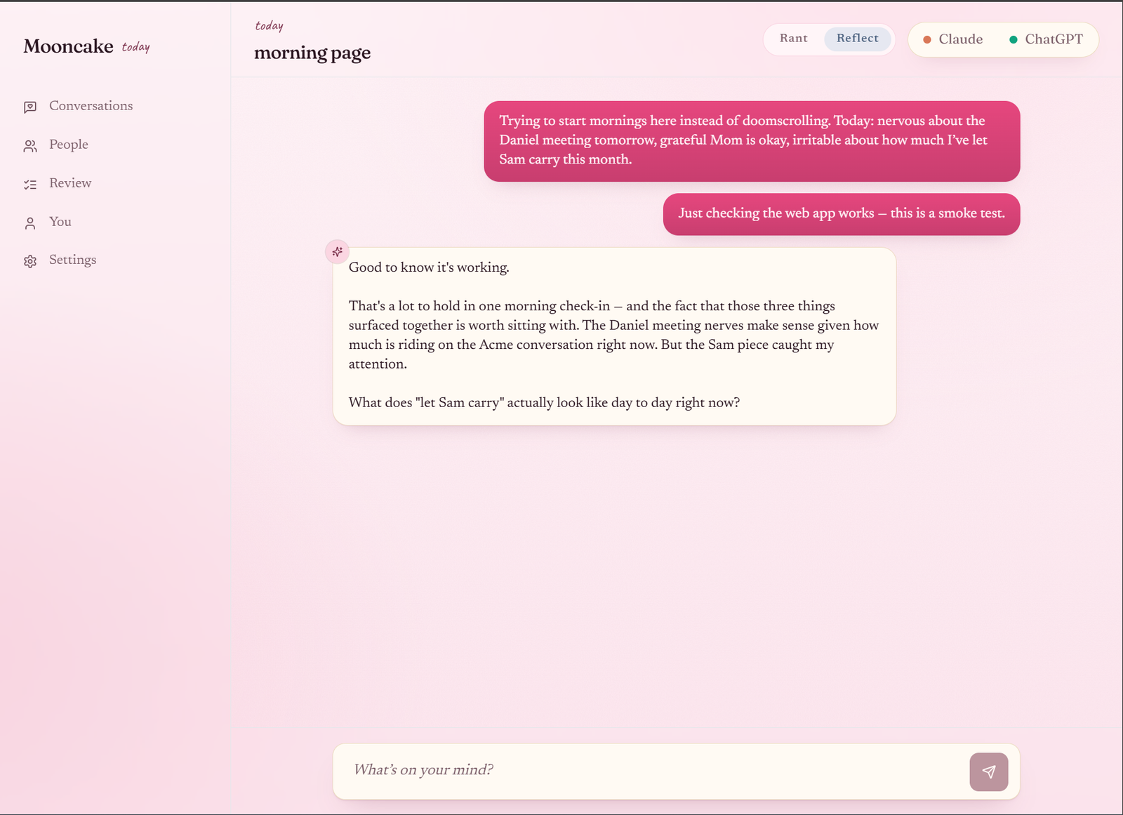 Mooncake · a chat that keeps the facts