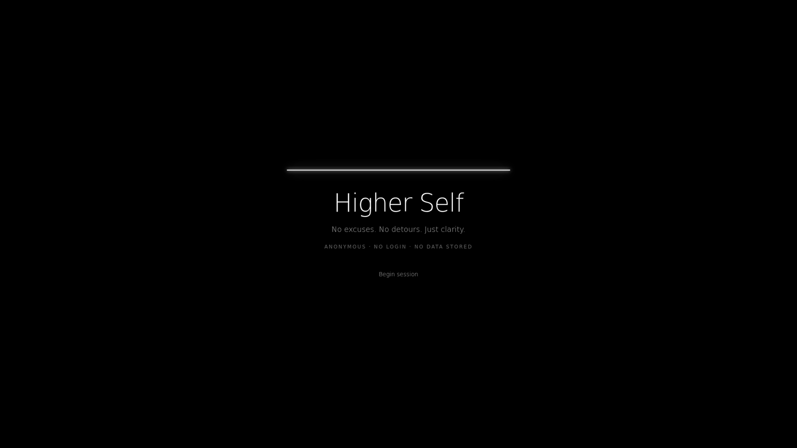 Higher Self -No excuses. Just clarity.