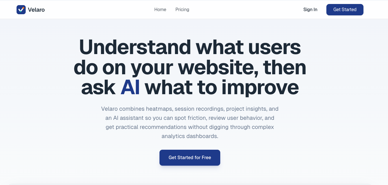 Velaro — AI user behavior analytics