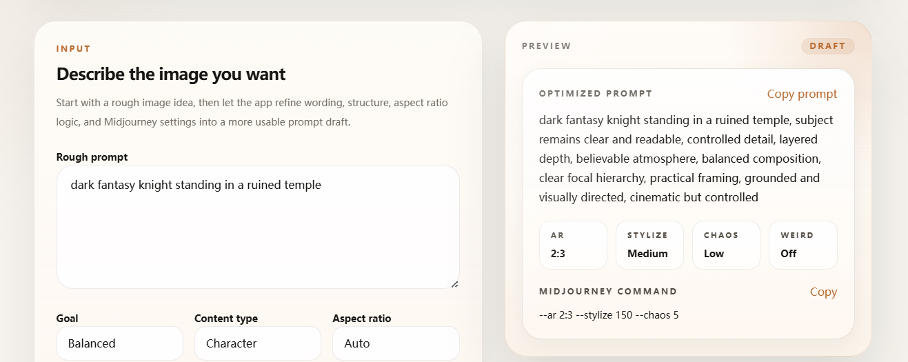 Midjourney Prompt Optimizer