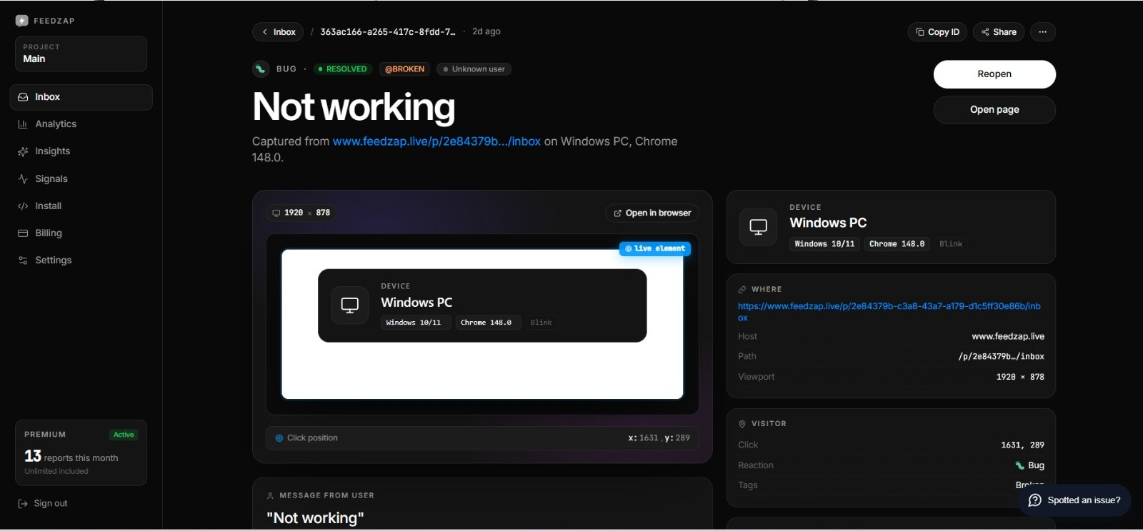 Feedzap – AI Bug Tool