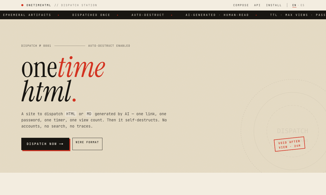 onetimehtml