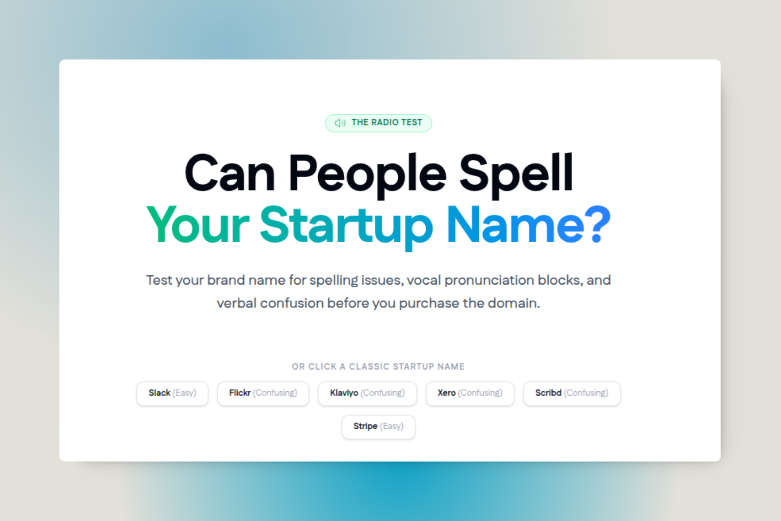 Startup Name Spell Checker | Free