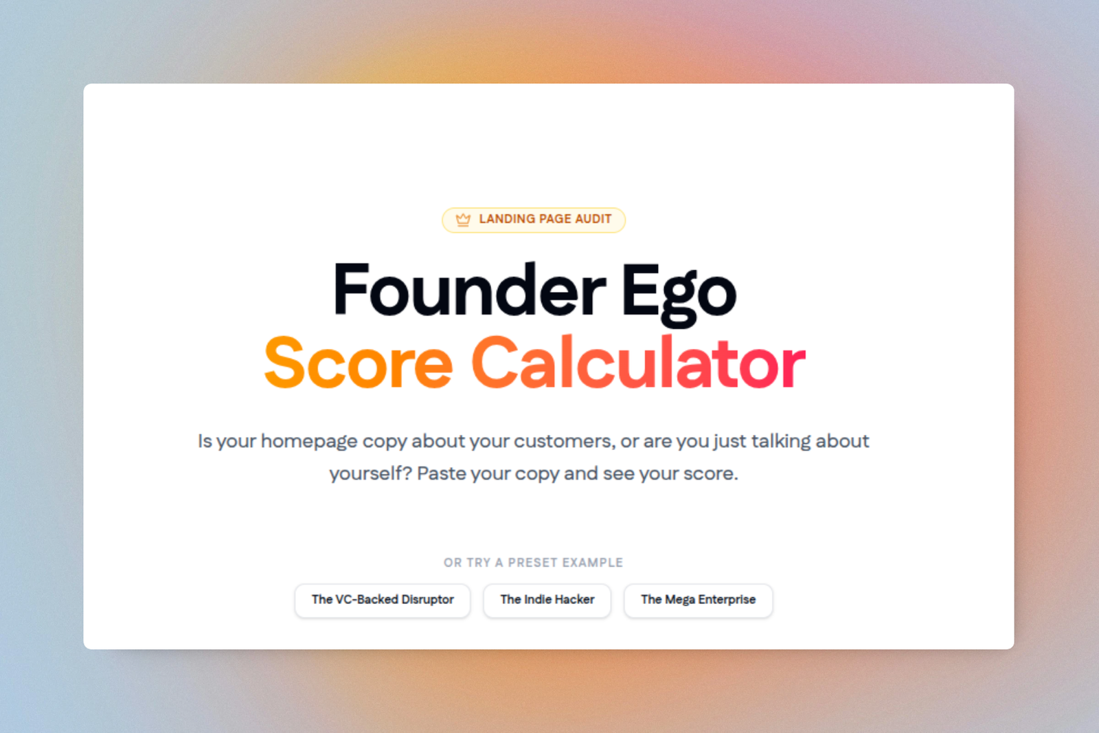 Free SaaS Founder Ego Checker