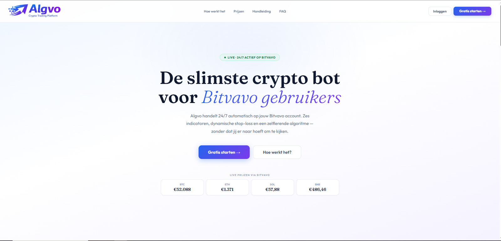Algvo — 24/7 Crypto Bot voor Bitvavo
