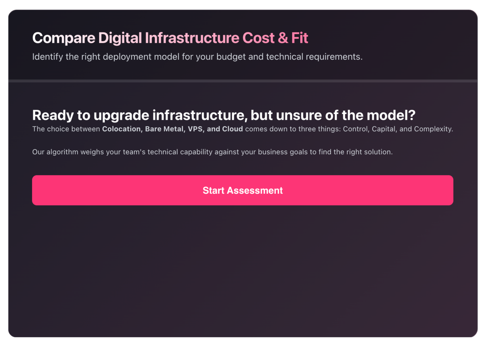 Digital Infrastructure Comparison Tool