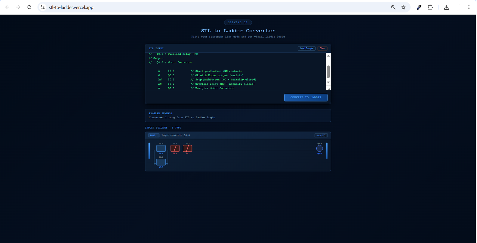 STL to Ladder Converter